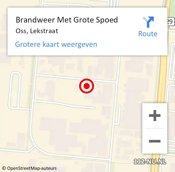 Locatie op kaart van de 112 melding: Brandweer Met Grote Spoed Naar Oss, Lekstraat op 9 juni 2021 14:02