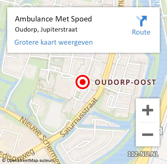 Locatie op kaart van de 112 melding: Ambulance Met Spoed Naar Oudorp, Jupiterstraat op 9 juni 2021 14:12