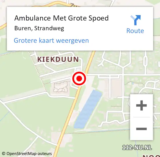 Locatie op kaart van de 112 melding: Ambulance Met Grote Spoed Naar Buren, Strandweg op 12 juni 2014 19:17