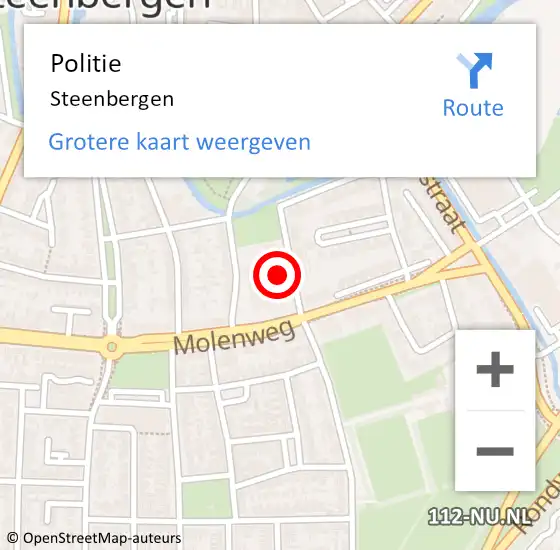 Locatie op kaart van de 112 melding: Politie Steenbergen op 9 juni 2021 14:20