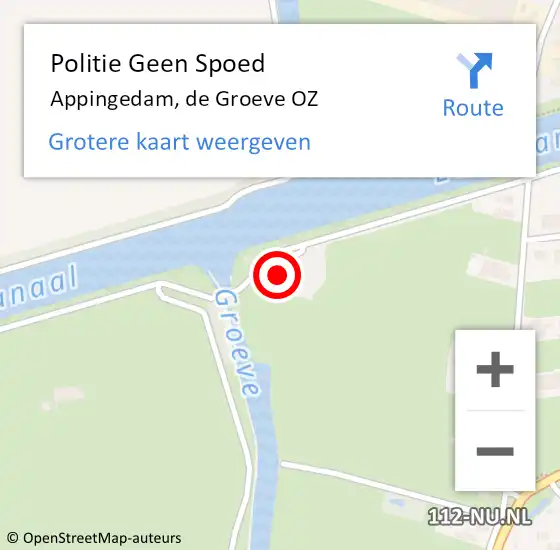 Locatie op kaart van de 112 melding: Politie Geen Spoed Naar Appingedam, de Groeve OZ op 9 juni 2021 14:35