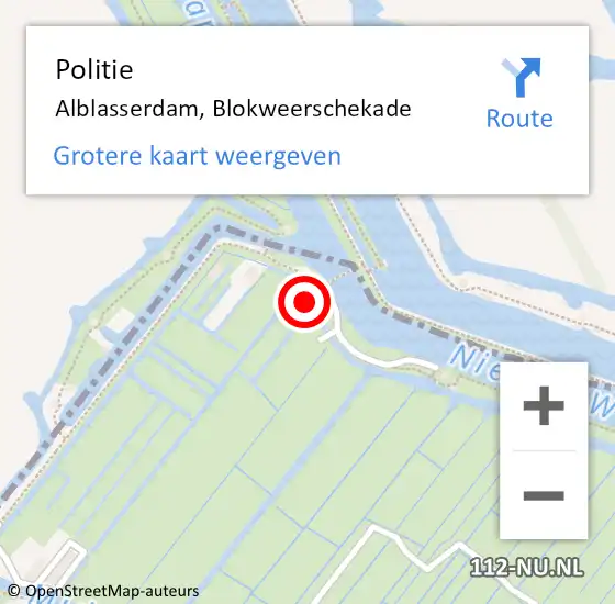 Locatie op kaart van de 112 melding: Politie Alblasserdam, Blokweerschekade op 9 juni 2021 14:36