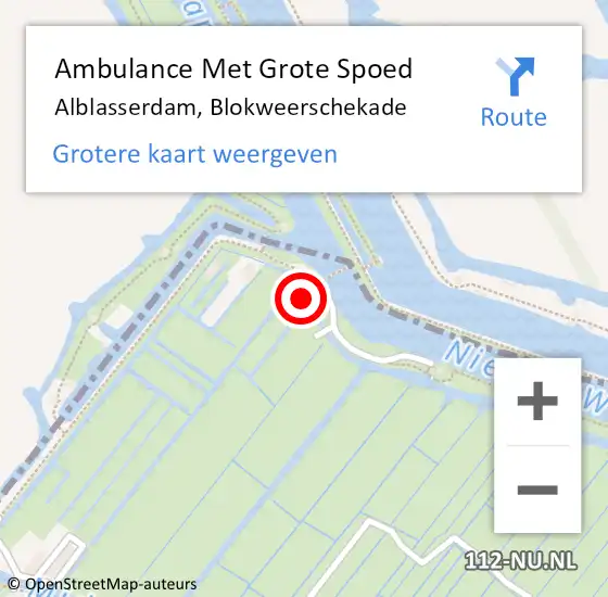 Locatie op kaart van de 112 melding: Ambulance Met Grote Spoed Naar Alblasserdam, Blokweerschekade op 9 juni 2021 14:36