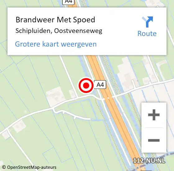 Locatie op kaart van de 112 melding: Brandweer Met Spoed Naar Schipluiden, Oostveenseweg op 9 juni 2021 14:42