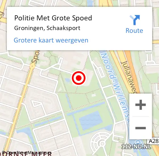 Locatie op kaart van de 112 melding: Politie Met Grote Spoed Naar Groningen, Schaaksport op 9 juni 2021 14:44