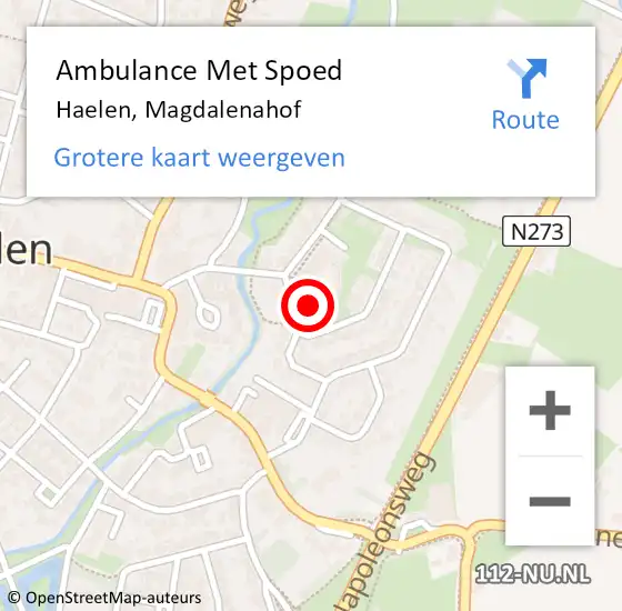 Locatie op kaart van de 112 melding: Ambulance Met Spoed Naar Haelen, Magdalenahof op 9 juni 2021 14:55