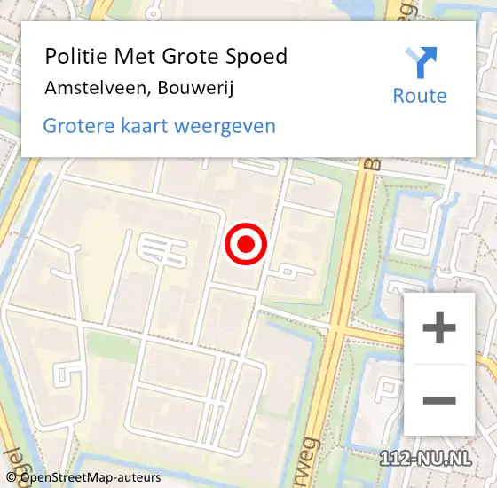 Locatie op kaart van de 112 melding: Politie Met Grote Spoed Naar Amstelveen, Bouwerij op 9 juni 2021 14:55