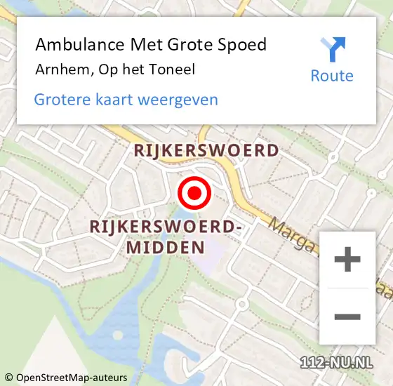 Locatie op kaart van de 112 melding: Ambulance Met Grote Spoed Naar Arnhem, Op het Toneel op 9 juni 2021 15:01