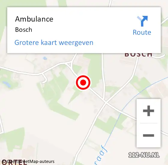 Locatie op kaart van de 112 melding: Ambulance Bosch op 9 juni 2021 15:12