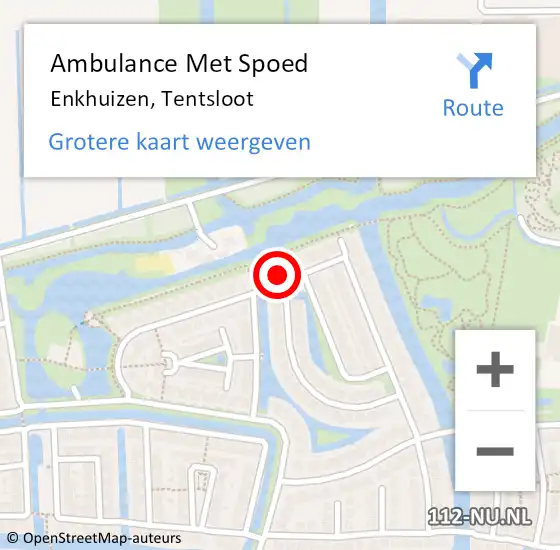 Locatie op kaart van de 112 melding: Ambulance Met Spoed Naar Enkhuizen, Tentsloot op 12 juni 2014 19:27