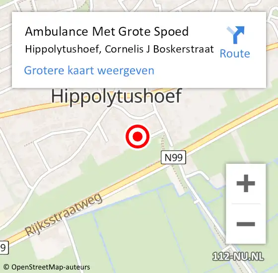 Locatie op kaart van de 112 melding: Ambulance Met Grote Spoed Naar Hippolytushoef, Cornelis J Boskerstraat op 9 juni 2021 15:34