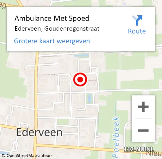 Locatie op kaart van de 112 melding: Ambulance Met Spoed Naar Ederveen, Goudenregenstraat op 9 juni 2021 15:42