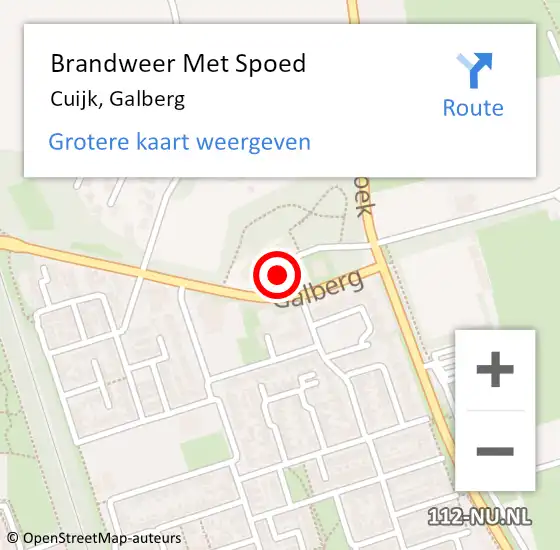 Locatie op kaart van de 112 melding: Brandweer Met Spoed Naar Cuijk, Galberg op 9 juni 2021 15:53