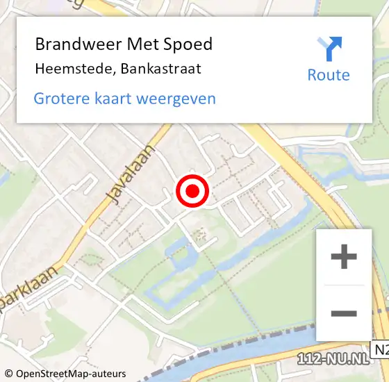 Locatie op kaart van de 112 melding: Brandweer Met Spoed Naar Heemstede, Bankastraat op 9 juni 2021 16:05