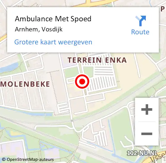 Locatie op kaart van de 112 melding: Ambulance Met Spoed Naar Arnhem, Vosdijk op 9 juni 2021 16:11