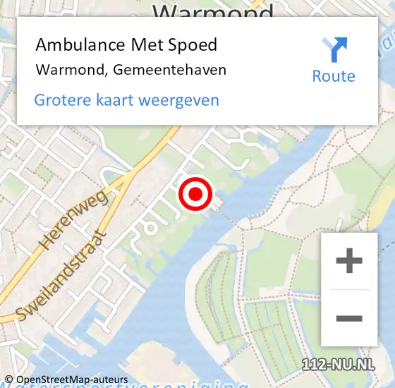 Locatie op kaart van de 112 melding: Ambulance Met Spoed Naar Warmond, Gemeentehaven op 9 juni 2021 16:39