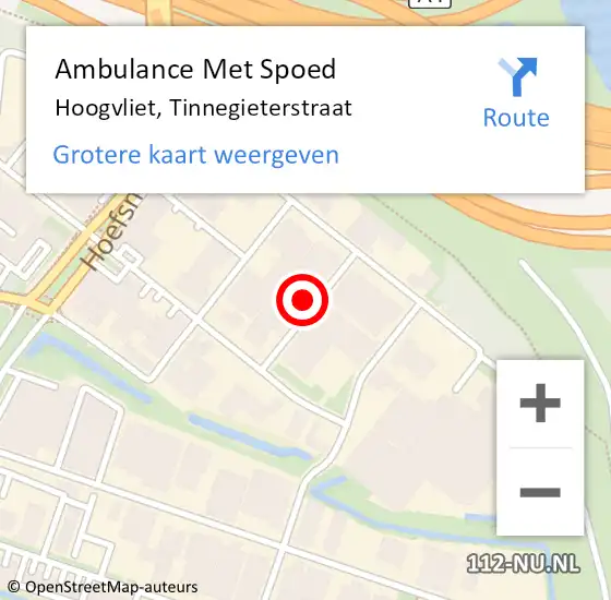 Locatie op kaart van de 112 melding: Ambulance Met Spoed Naar Hoogvliet, Tinnegieterstraat op 9 juni 2021 16:51