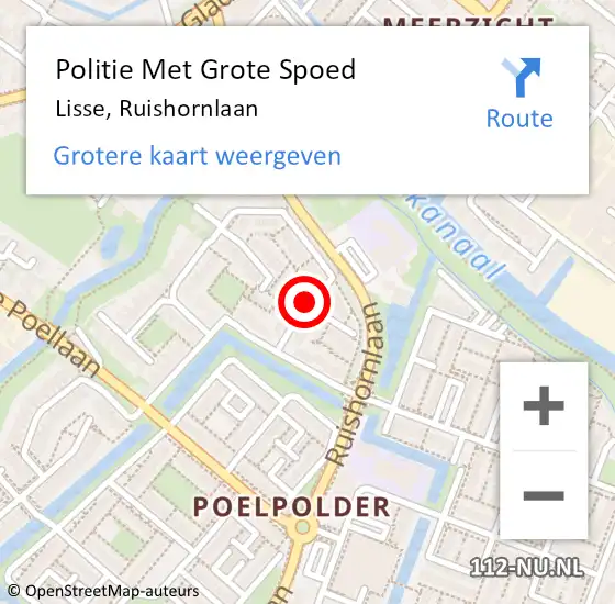 Locatie op kaart van de 112 melding: Politie Met Grote Spoed Naar Lisse, Ruishornlaan op 9 juni 2021 16:52