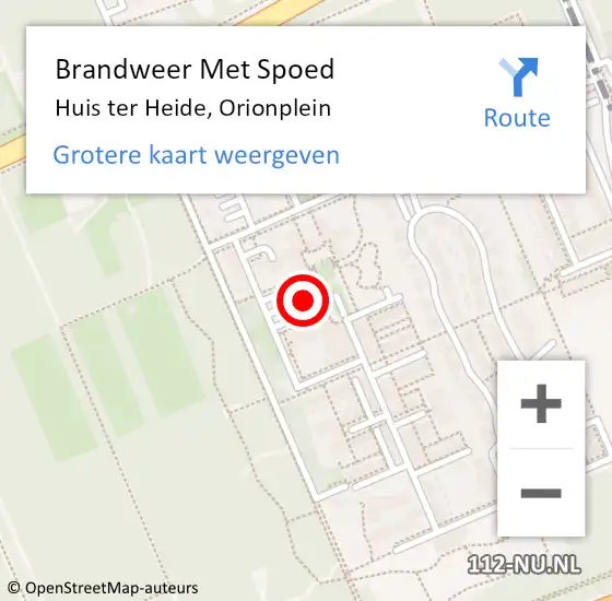 Locatie op kaart van de 112 melding: Brandweer Met Spoed Naar Huis ter Heide, Orionplein op 9 juni 2021 17:01