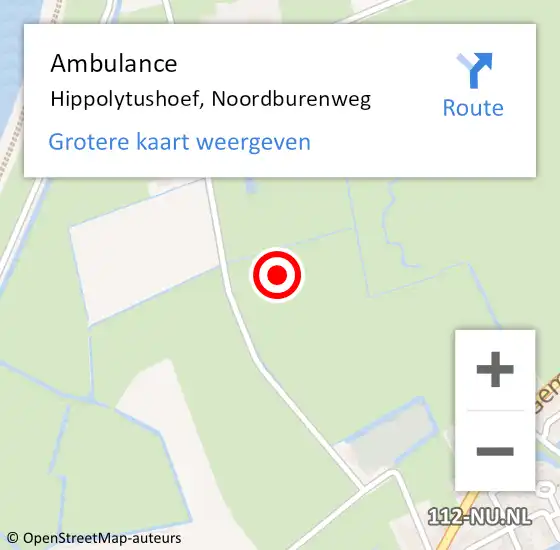 Locatie op kaart van de 112 melding: Ambulance Hippolytushoef, Noordburenweg op 9 juni 2021 17:23