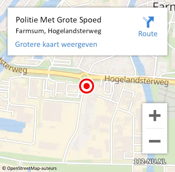 Locatie op kaart van de 112 melding: Politie Met Grote Spoed Naar Farmsum, Hogelandsterweg op 9 juni 2021 17:24