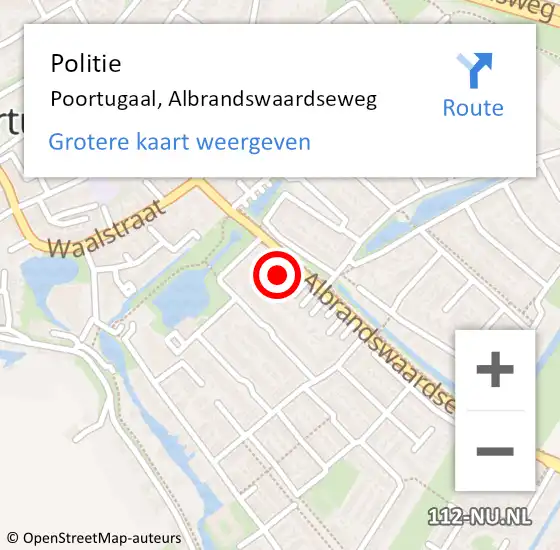 Locatie op kaart van de 112 melding: Politie Poortugaal, Albrandswaardseweg op 9 juni 2021 17:26