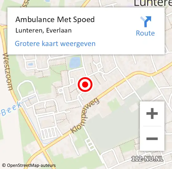 Locatie op kaart van de 112 melding: Ambulance Met Spoed Naar Lunteren, Everlaan op 9 juni 2021 18:15