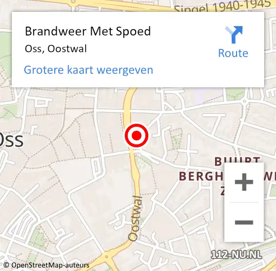 Locatie op kaart van de 112 melding: Brandweer Met Spoed Naar Oss, Oostwal op 9 juni 2021 18:30