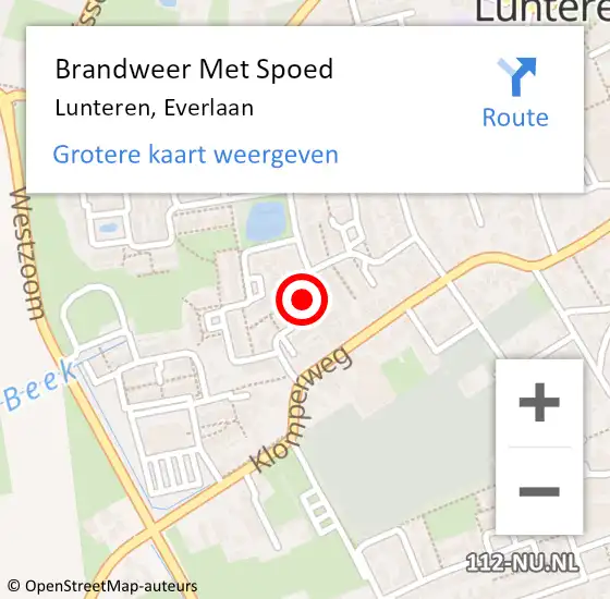 Locatie op kaart van de 112 melding: Brandweer Met Spoed Naar Lunteren, Everlaan op 9 juni 2021 18:45