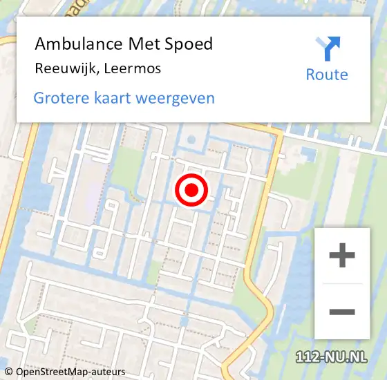 Locatie op kaart van de 112 melding: Ambulance Met Spoed Naar Reeuwijk, Leermos op 9 juni 2021 18:52