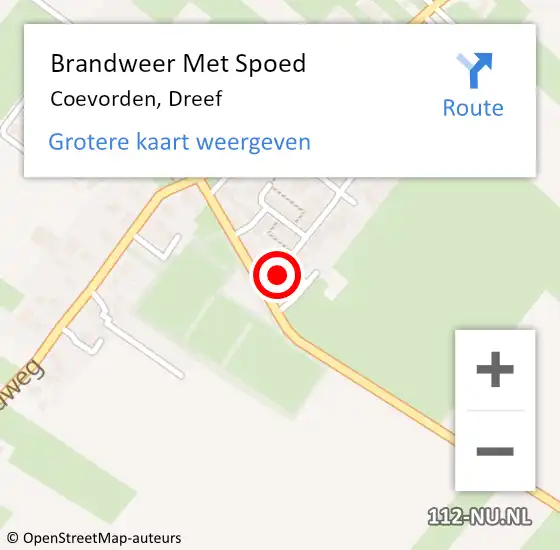 Locatie op kaart van de 112 melding: Brandweer Met Spoed Naar Coevorden, Dreef op 9 juni 2021 19:15