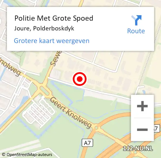 Locatie op kaart van de 112 melding: Politie Met Grote Spoed Naar Joure, Polderboskdyk op 9 juni 2021 19:17