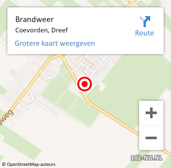 Locatie op kaart van de 112 melding: Brandweer Coevorden, Dreef op 9 juni 2021 19:17