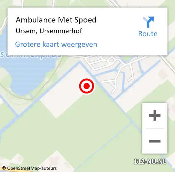 Locatie op kaart van de 112 melding: Ambulance Met Spoed Naar Ursem, Ursemmerhof op 9 juni 2021 19:35