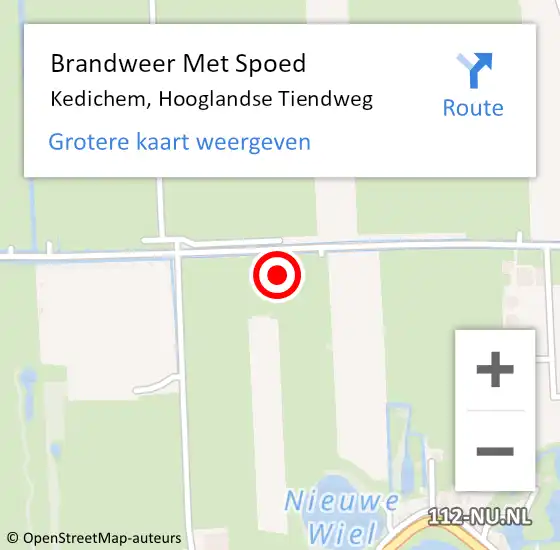 Locatie op kaart van de 112 melding: Brandweer Met Spoed Naar Kedichem, Hooglandse Tiendweg op 9 juni 2021 19:39