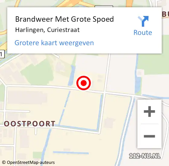 Locatie op kaart van de 112 melding: Brandweer Met Grote Spoed Naar Harlingen, Curiestraat op 9 juni 2021 19:41