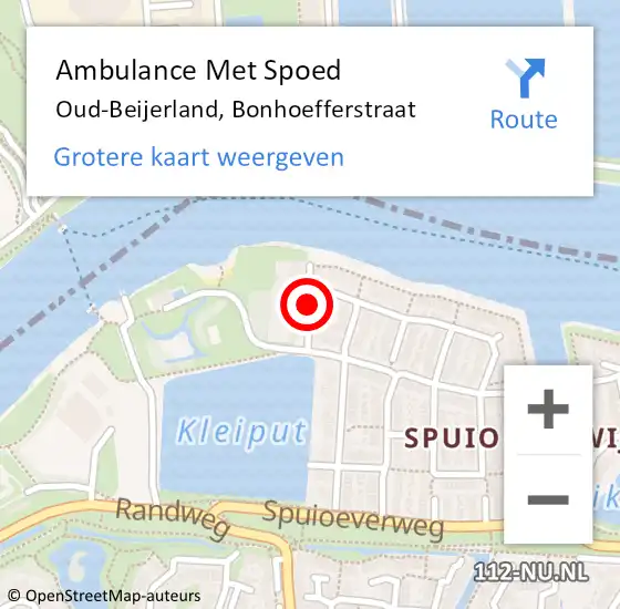 Locatie op kaart van de 112 melding: Ambulance Met Spoed Naar Oud-Beijerland, Bonhoefferstraat op 9 juni 2021 19:46