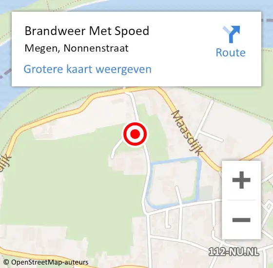 Locatie op kaart van de 112 melding: Brandweer Met Spoed Naar Megen, Nonnenstraat op 9 juni 2021 20:15