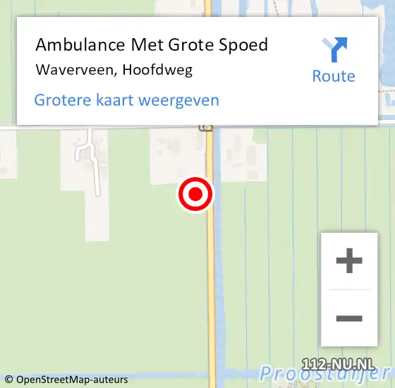 Locatie op kaart van de 112 melding: Ambulance Met Grote Spoed Naar Waverveen, Hoofdweg op 9 juni 2021 20:29