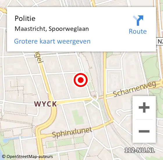 Locatie op kaart van de 112 melding: Politie Maastricht, Spoorweglaan op 9 juni 2021 20:44