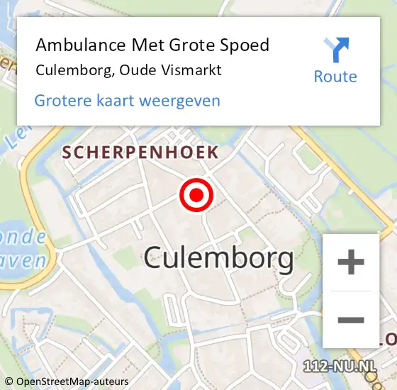 Locatie op kaart van de 112 melding: Ambulance Met Grote Spoed Naar Culemborg, Oude Vismarkt op 9 juni 2021 20:44