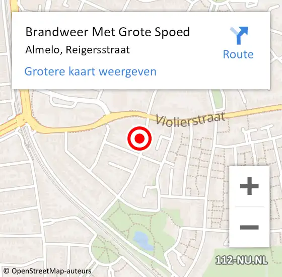 Locatie op kaart van de 112 melding: Brandweer Met Grote Spoed Naar Almelo, Reigersstraat op 9 juni 2021 20:52