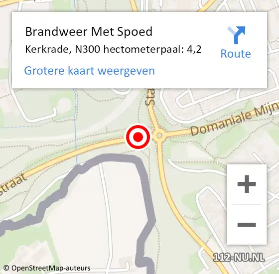 Locatie op kaart van de 112 melding: Brandweer Met Spoed Naar Kerkrade, N300 hectometerpaal: 4,2 op 9 juni 2021 20:57