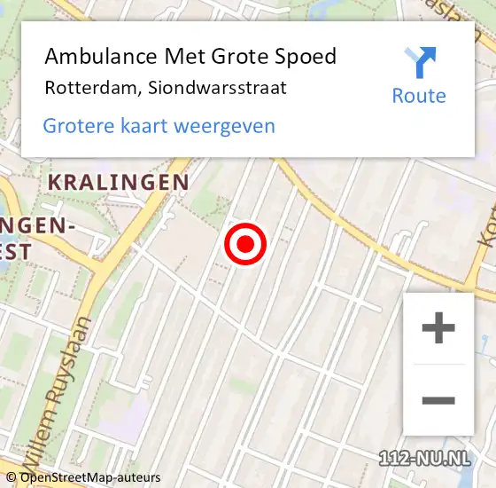 Locatie op kaart van de 112 melding: Ambulance Met Grote Spoed Naar Rotterdam, Siondwarsstraat op 9 juni 2021 21:01