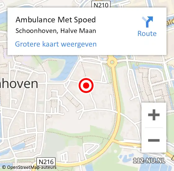 Locatie op kaart van de 112 melding: Ambulance Met Spoed Naar Schoonhoven, Halve Maan op 9 juni 2021 21:04