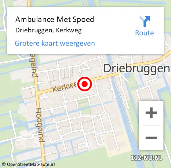 Locatie op kaart van de 112 melding: Ambulance Met Spoed Naar Driebruggen, Kerkweg op 9 juni 2021 21:11