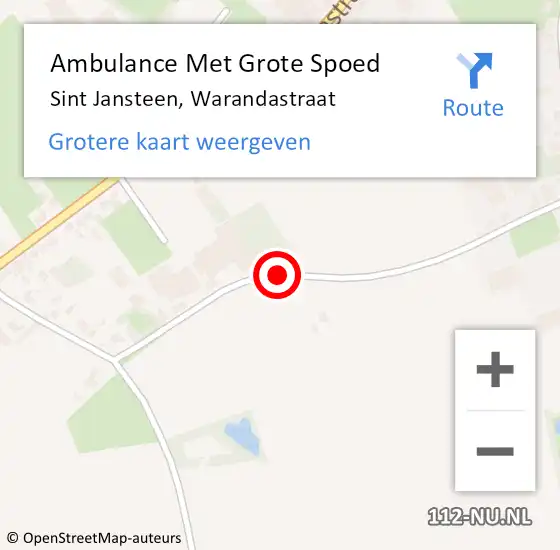 Locatie op kaart van de 112 melding: Ambulance Met Grote Spoed Naar Sint Jansteen, Warandastraat op 12 juni 2014 20:10