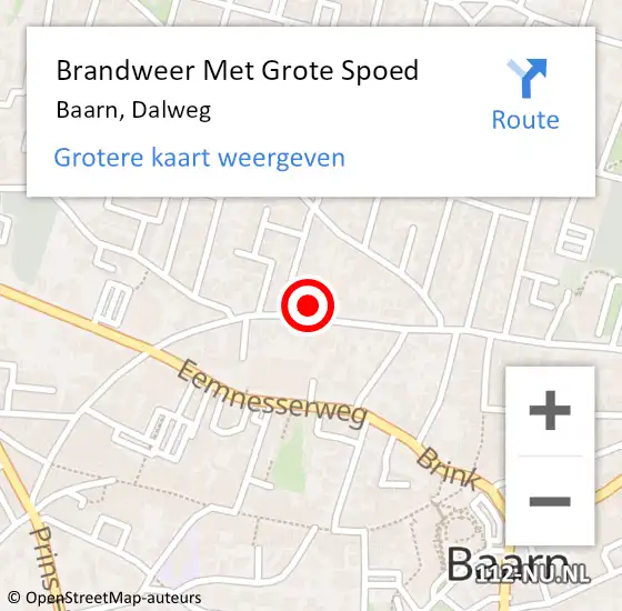 Locatie op kaart van de 112 melding: Brandweer Met Grote Spoed Naar Baarn, Dalweg op 9 juni 2021 21:40