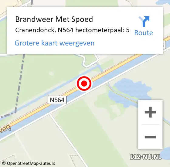 Locatie op kaart van de 112 melding: Brandweer Met Spoed Naar Cranendonck, N564 hectometerpaal: 5 op 9 juni 2021 21:41