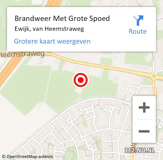 Locatie op kaart van de 112 melding: Brandweer Met Grote Spoed Naar Ewijk, van Heemstraweg op 9 juni 2021 21:46